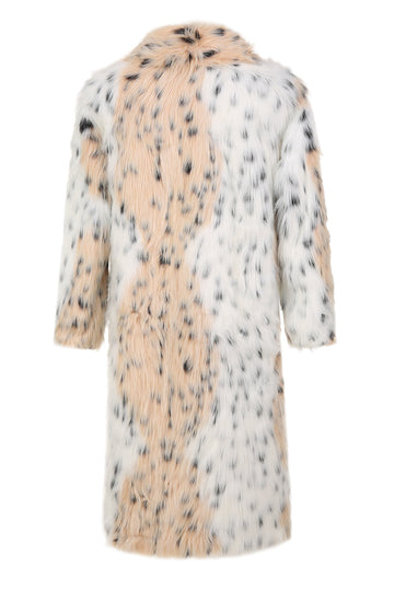 Abrigo blanco de piel sintética de leopardo estampado de longitud media para hombre